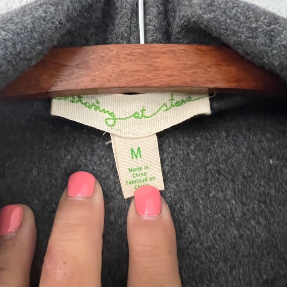 Staring At Stars Womens Gray Black Wool Blend Open Waterfall Front Cardigan M - Picture 3 of 7